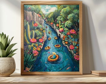 Floating the River - Printable Art | Guadalupe | San Marcos | Austin | Texas | Mexico | Colorful | Bright