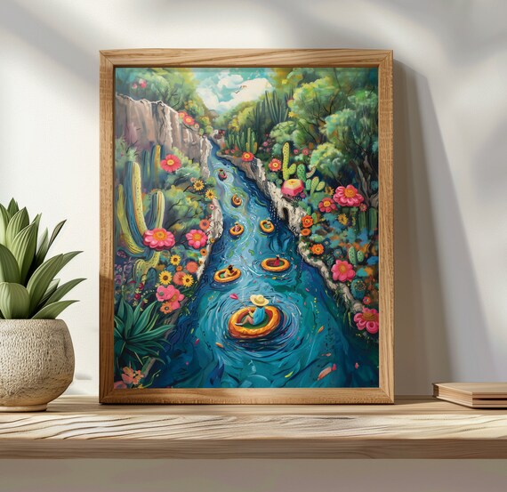 Floating the River - Printable Art | Guadalupe | San Marcos | Austin | Texas | Mexico | Colorful | Bright