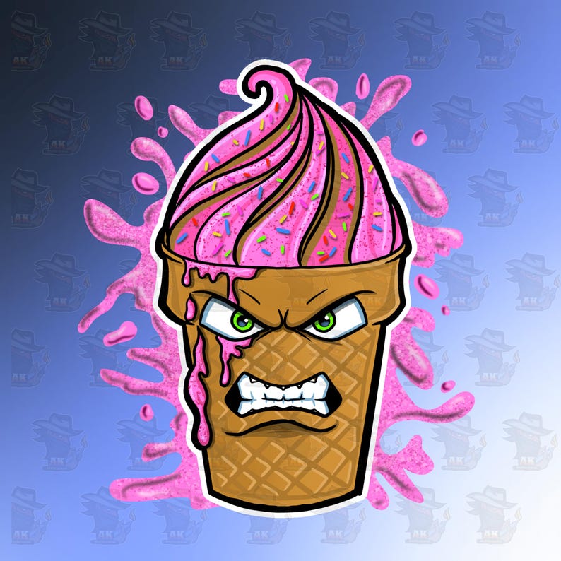 Digital Airbrush - Angry Ice Cream - Design for DTF, Sublimation ...