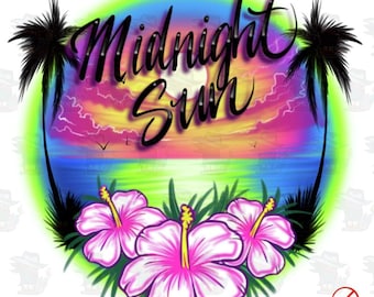 Digital Airbrush - Sun Kissed Hibiscus  Design for DTF, sublimation ,inkjet printing