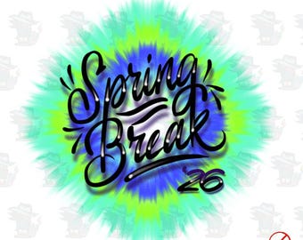 Aerógrafo digital - Diseño tie-dye para vacaciones de primavera de 2026 para DTF, sublimación e impresión de inyección de tinta