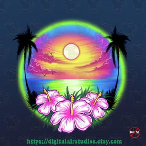 Digital Airbrush - Beach Vacation Design for DTF, sublimation ,inkjet printing image 2