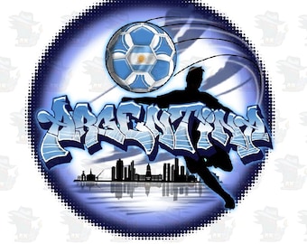 Digital Airbrush -  Futbol  - Argentina  - Design for DTF, sublimation ,inkjet printing