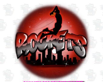 Digital Airbrush -  Basketball - Rockets Design for DTF, sublimation ,inkjet printing