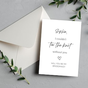 Tarjeta de propuesta de dama de honor: «No podría casarme sin ti» – Plantilla editable de Canva – Imprimible minimalista para bodas