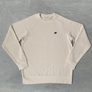 Ecru Jumper with Forest Green Detail – Minimalist Sweatshirt – Classic Fit Pullover – Shoreditch & Hale - Limited Edition