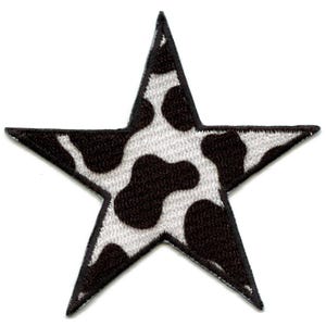 Cow Print Star Patch Western Country Aesthetic Embroidered Iron on AB1
