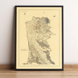 San Francisco Old Map | 1869 San Francisco Vintage Map | Wall Art & Home Decor Print | Framed Poster | California Antique Cartography