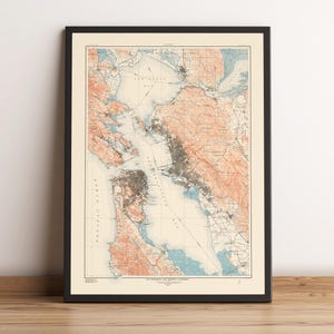 San Francisco and Oakland Old Map | 1950 San Francisco Vintage Map | Wall Art & Home Decor Print | Framed Poster | Antique Cartography