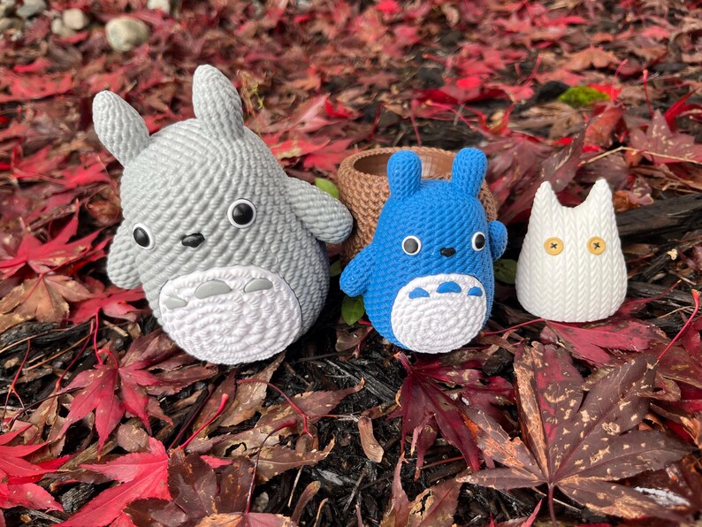 Japanese Forest Spirit | Hand Painted Crochet | Desk Decor | Ghibli Fans Gift | Set of three image 2