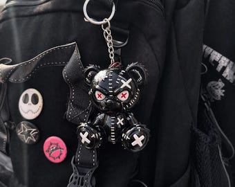 Gothic Stitch Bear – Dark Art Figurine / Keychain (2 Sizes, 3 Colors)