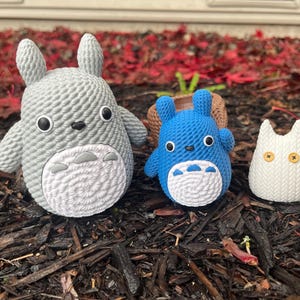 Japanese Forest Spirit | Hand Painted Crochet | Desk Decor | Ghibli Fans Gift | Set of three image 1