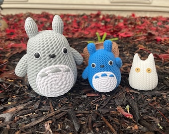 Japanese Forest Spirit | Hand Painted Crochet | Desk Decor | Ghibli Fans Gift | Set of three