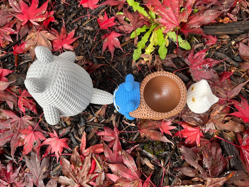 Japanese Forest Spirit | Hand Painted Crochet | Desk Decor | Ghibli Fans Gift | Set of three image 4