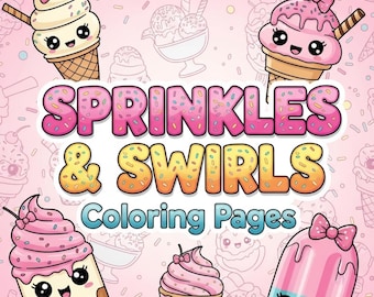 Dibujos divertidos de helados para colorear, libro para colorear helados, dibujos de helados bonitos para colorear, dibujos de comida kawaii para colorear, fiesta de helados, kawaii