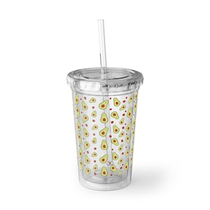 Avocado Pattern Acrylic Cup | Reusable Straw Tumbler