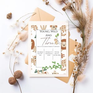 Young,Wild and Three digital invitation