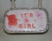 PINK SUGAR Scented It's a Girl Baby Stroller Shower Gift Loaf Candle