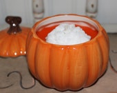 SWEET CINNAMON PUMPKIN Scented Primitive Thanksgiving- Halloween- Fall Brown Stem Pumpkin Jar Candle- Highly Scented