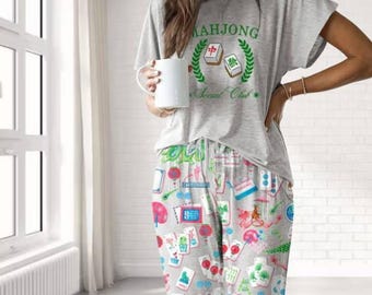 Mahjong Pajama Set – Tile Print Loungewear