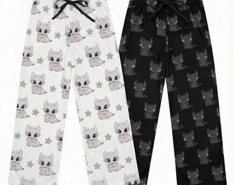 Couple Cozy Dragon Pajama Pants – Unisex Matching Sleepwear for Couples, Cute Dragon Print Lounge Bottoms for Relaxing Nights