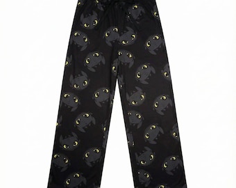 Toothless Dragon Print Pajama Pants, Cute and Cozy Loungewear for Fans of How to Train Your Dragon