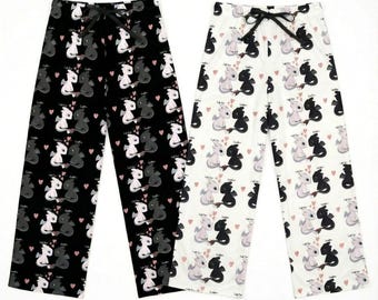 Couple Dragon Hearts Pajama Pants, Unisex Long Sleepwear Cute Dragon Bottoms for Relaxing Nights, Ideal Gift for Valentines Days