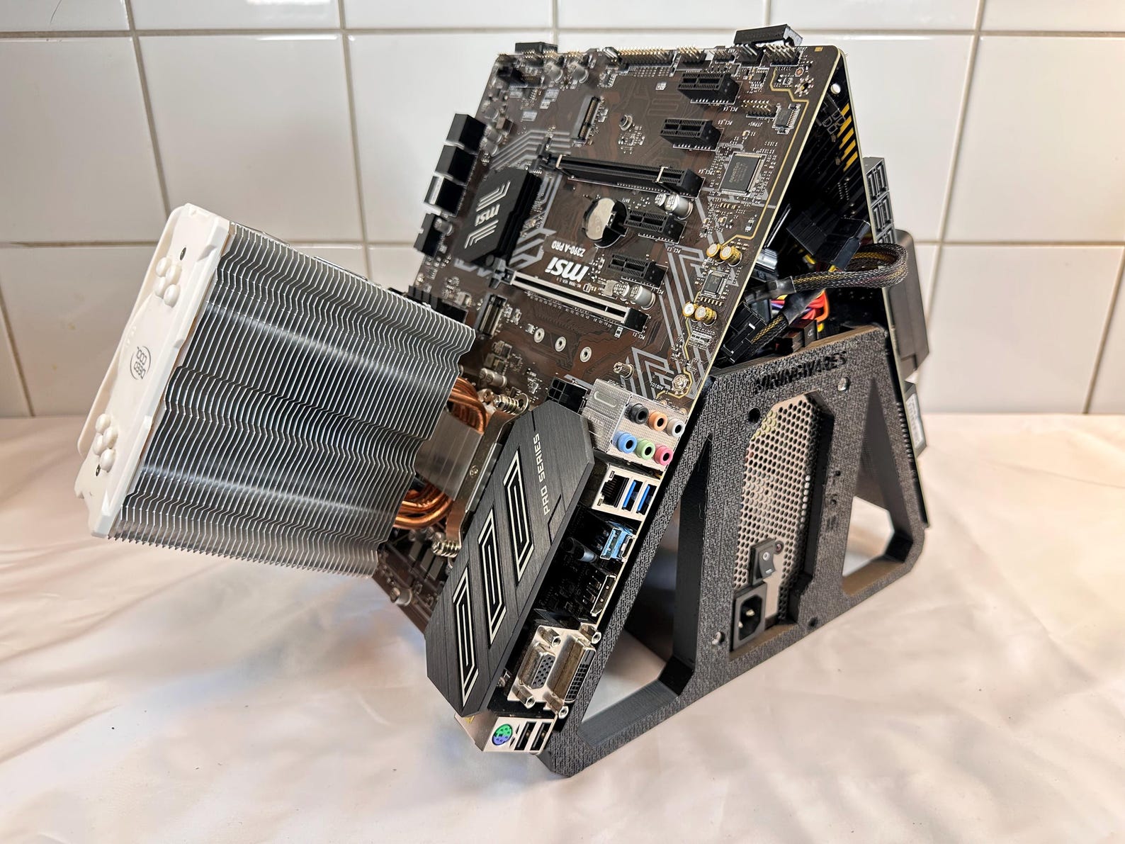 Dual-motherboard PC Test Bench — Angled Open‑air Parallel Workstation ...