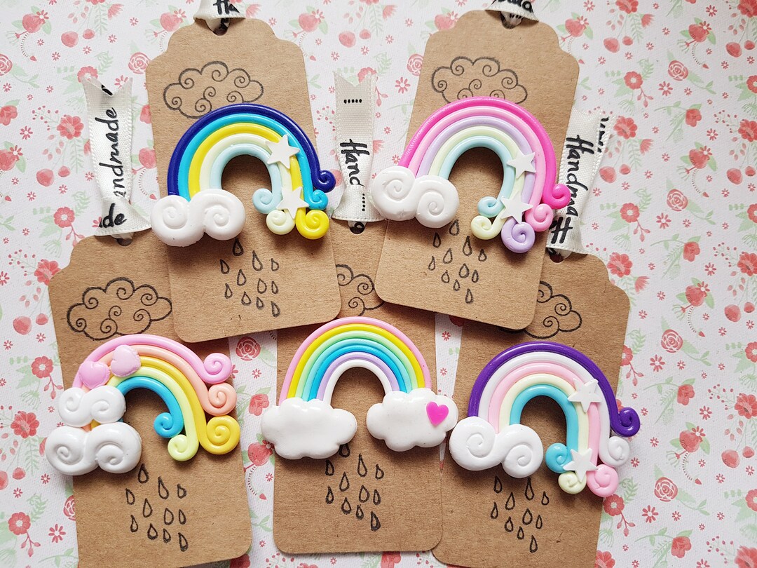 Handmade Cute Kawaii Rainbow Polymer Clay Brooch Birthday Gifts Sister ...