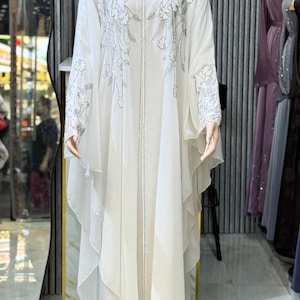 Elegant  Embroidered Abaya Nikkah abaya – Flowing Kaftan Luxury Dubai,Kaftan Maxi Long dress