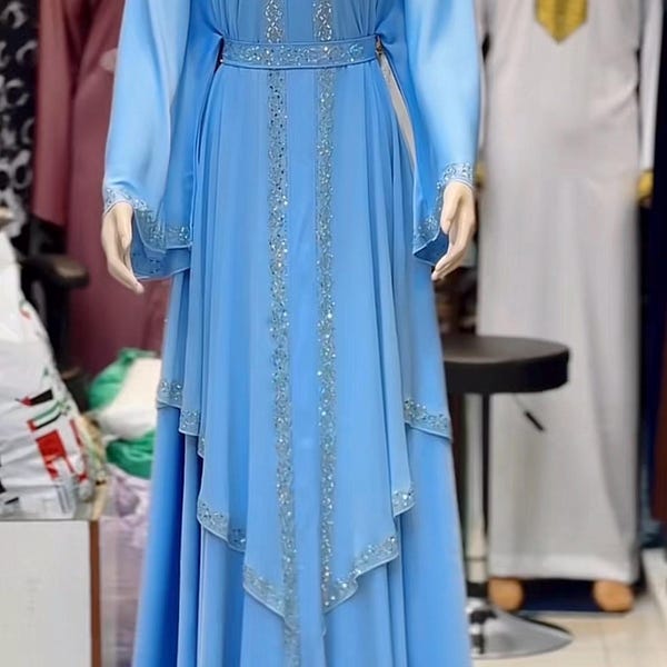 Abaya bordada para mujer / Vestido islámico modesto / Abaya elegante con bordado floral / Vestido largo musulmán / Ropa para Eid y ocasiones especiales