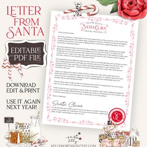 Carta de Papá Noel PDF editable imprimible con membrete de Papá Noel y sello de lista agradable certificado