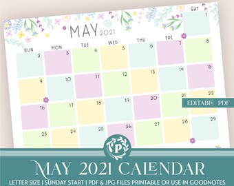 May Calendar Etsy