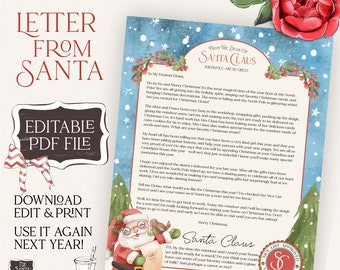 Editable Letter From Santa Claus PDF Printable & Blank JPG | Santa's Letterhead | Certified Nice List Stamp | Letter Size and A4