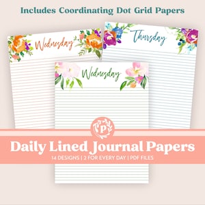 Das Bundle enthält 14 Designs, 2 für jeden Tag, und koordinierende Punktrastereinsätze in A5 A4 und Letter