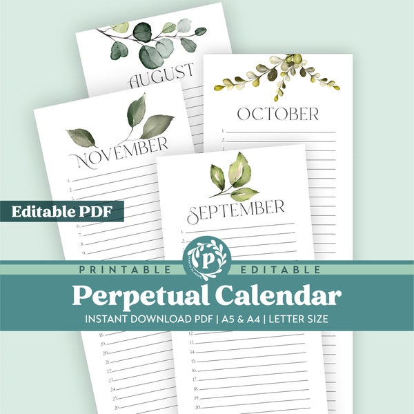 Perpetual Calendar - Etsy