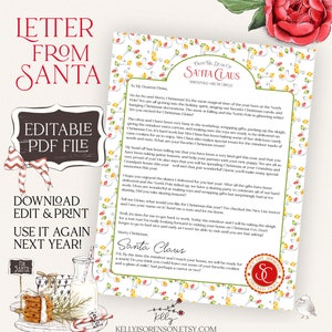Brief vom Weihnachtsmann Editierbare PDF druckbare und leere JPG auf Santa's Briefkopf mit einem zertifizierten Nizza-Listenstempel | Sie personalisieren es