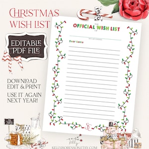 Carta de lista de deseos EDITABLE a Santa Descarga imprimible