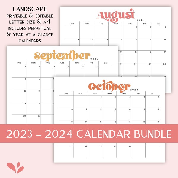 2024 Year Calendar Printable Etsy