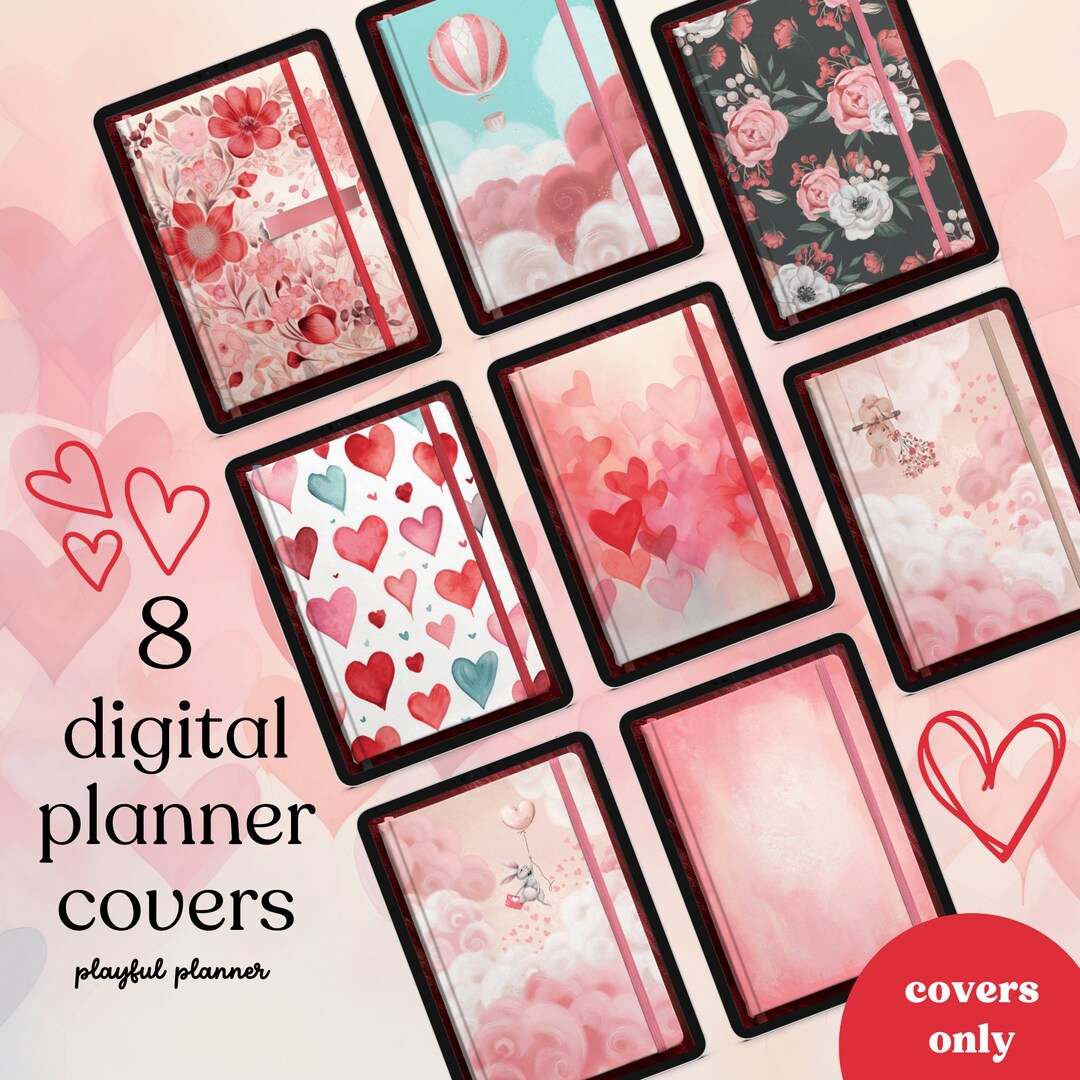 8 Valentine's Day Digital Covers for Planners, Notebooks, or Journals ...