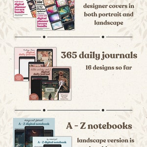 Digital Planner Lifetime Bundle Daily Journal Dated Undated Planners A-Z Notebooks Portrait and Landscape Covers Stickers image 6