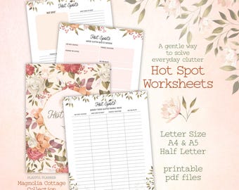 Hot Spot Cleaning Planner Worksheets | Clutter Tracker, Organization Inserts (Digital Download)