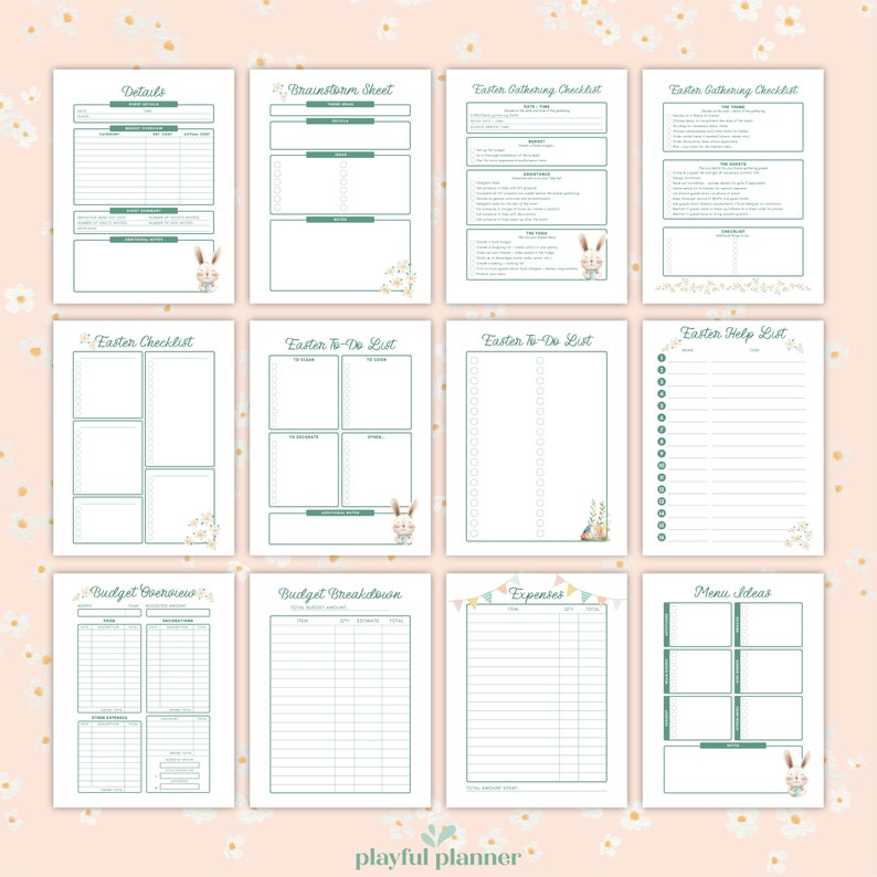 Printable Easter Planner Spring Organizer Holiday Gathering Planner Letter Size A4 image 3