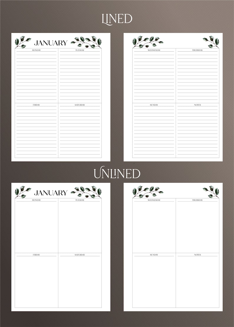 Botanical Weekly Planner Printable: Undated A5 A4 Letter (editable PDF ...