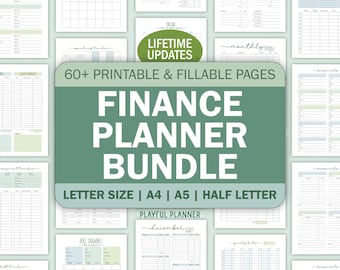 Printable Finance Planner Bundle: Budget, Expense, Savings Trackers (Fillable PDF)