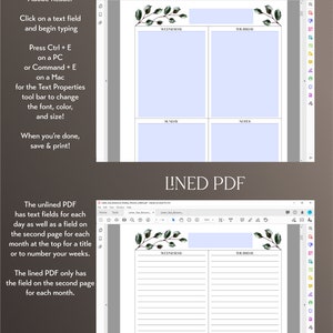 Editable Weekly Planner Printable | Undated Botanical Agenda or Journal ...