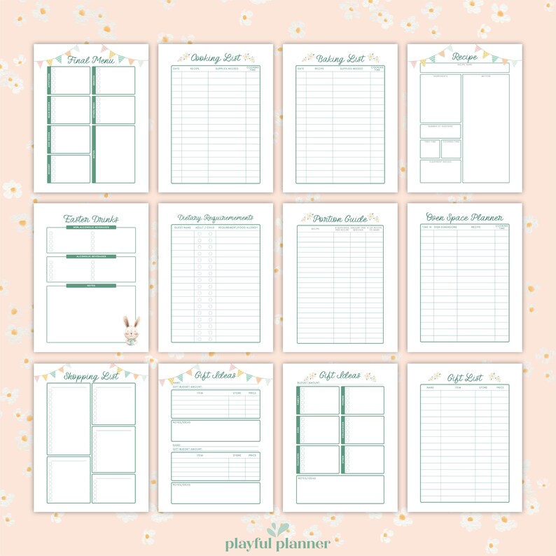 Printable Easter Planner Spring Organizer Holiday Gathering Planner Letter Size A4 image 4