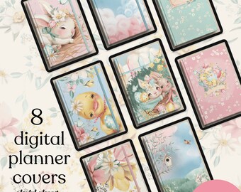 8 Easter Digital Covers for Planners, Notebooks, or Journals - Portrait