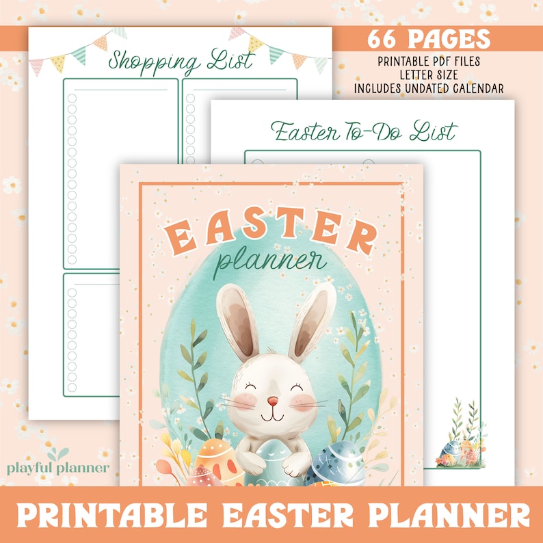Printable Easter Planner Spring Organizer Holiday Gathering Planner Letter Size A4 image 1