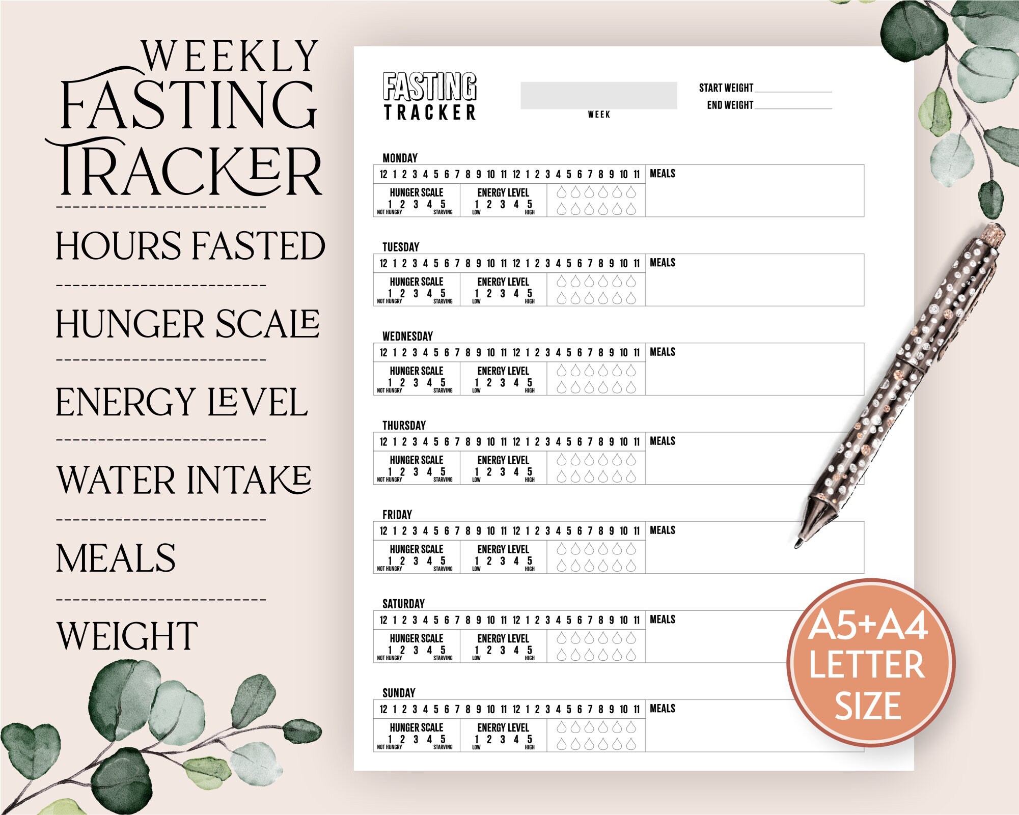 Intermittent Fasting Tracker Printable Planner Insert Track Etsy UK Intermittent Fasting Tracker Printable Planner Insert Track Etsy UK